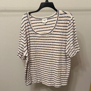 Hayden Navy and Cream Striped Short Sleeve Top